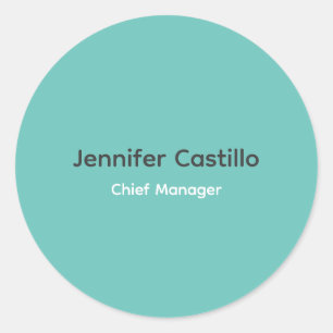 Schlicht Blau Schwarz-weiß Minimalistisch Runder Aufkleber