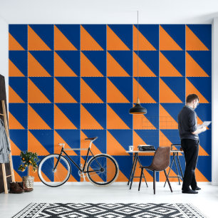 Schlicht Blau und Orange Tapete