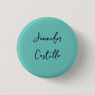 Schlicht Blue Black Minimalistisch Modern Calligra Button