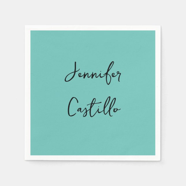 Schlicht Blue Black Minimalistisch Modern Calligra Serviette (Vorderseite)