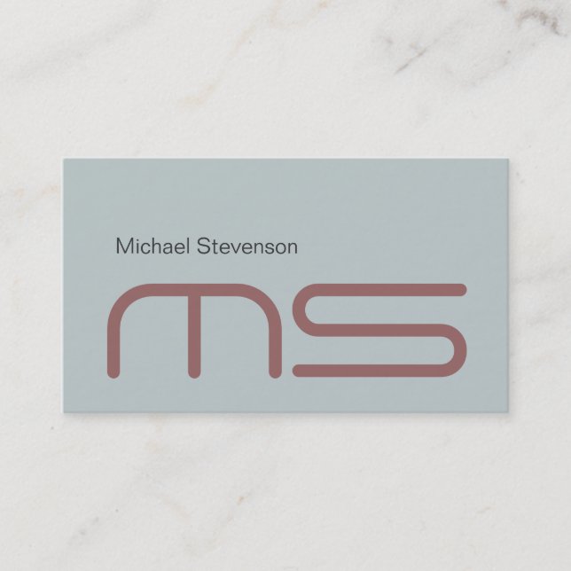 Schlicht Blue Modern Monogram Business Card Visitenkarte (Vorderseite)