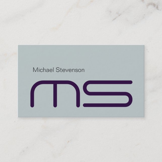 Schlicht Blue Modern Monogram Business Card Visitenkarte (Vorderseite)