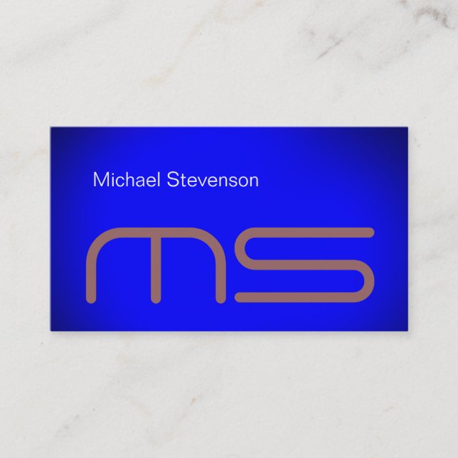 Schlicht Blue Modern Monogram Business Card Visitenkarte (Vorderseite)