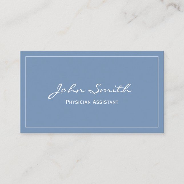 Schlicht Blue Physician Assistant Business Card Visitenkarte (Vorderseite)