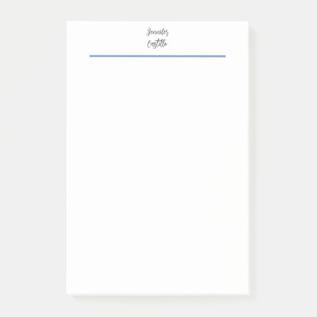 Schlicht Blue Schwarz-weiße Minimalistische Kallig Post-it Klebezettel (Vorderseite)