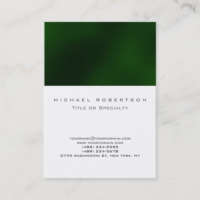 Schlicht Chic Green White Niedlich Business Card Visitenkarte (Vorderseite)