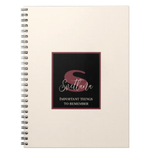 Schlicht Creme Wine Rosa Monogramm Individuelle Na Notizblock