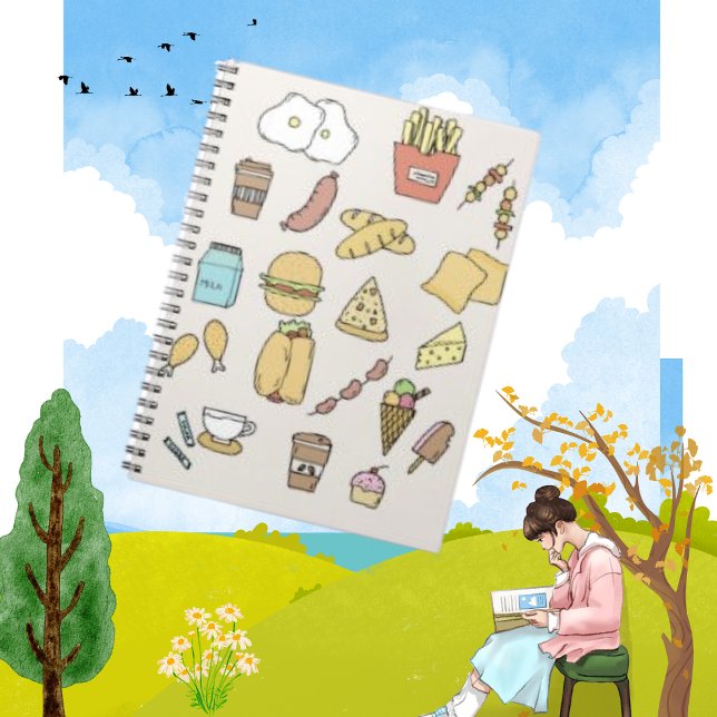 Schlicht Doodle Minimalistisch Food Variation Note Notizblock (Von Creator hochgeladen)