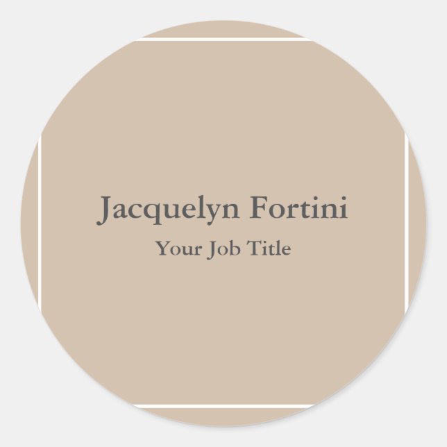 Schlicht Elegant Modernes Minimalistisch Runder Aufkleber (Vorderseite)