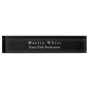 Schlicht Elegante Schwarz-weiß Beruflich Moderne Namensplakette