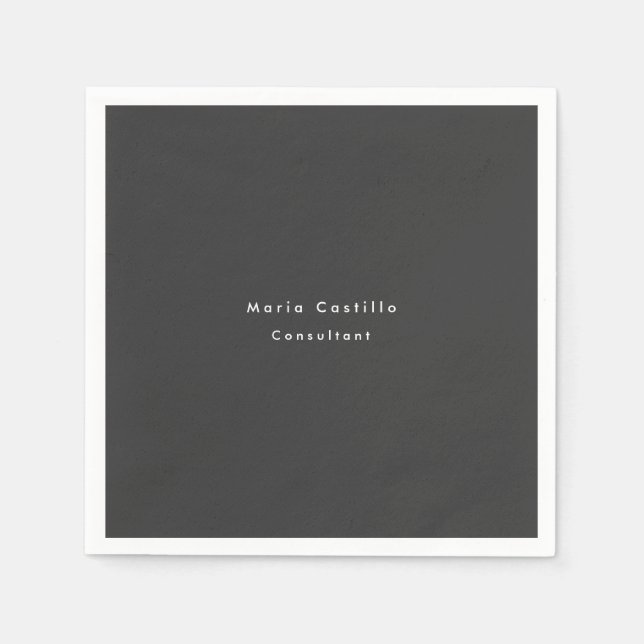 Schlicht Elegantes Schwarzes Minimalistisch Modern Serviette (Vorderseite)