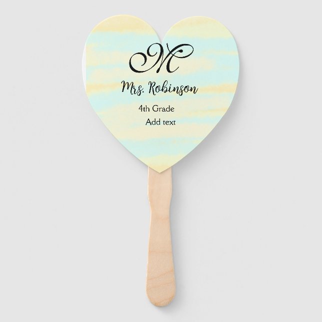 schlicht-gelb-blaue Aquarelllehrer Wertschätzung Fächer (Vorderseite)