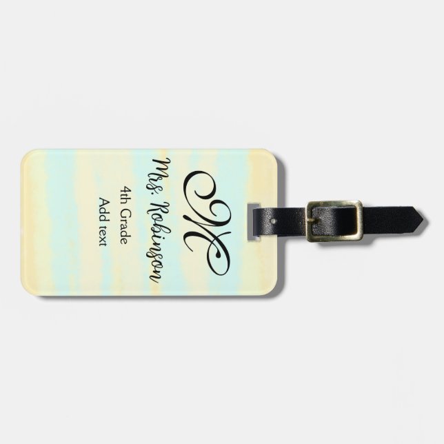 schlicht-gelb-blaue Aquarelllehrer Wertschätzung Gepäckanhänger (Vorderseite horizontal)