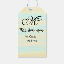 schlicht-gelb-blaue Aquarelllehrer Wertschätzung Geschenkanhänger