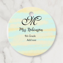 schlicht-gelb-blaue Aquarelllehrer Wertschätzung Geschenkanhänger