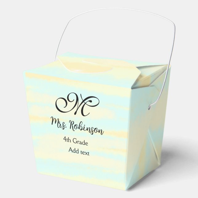 schlicht-gelb-blaue Aquarelllehrer Wertschätzung Geschenkschachtel (Vorderseite)