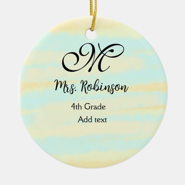 schlicht-gelb-blaue Aquarelllehrer Wertschätzung Keramik Ornament (Vorne)