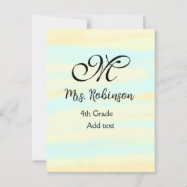 schlicht-gelb-blaue Aquarelllehrer Wertschätzung Postkarte