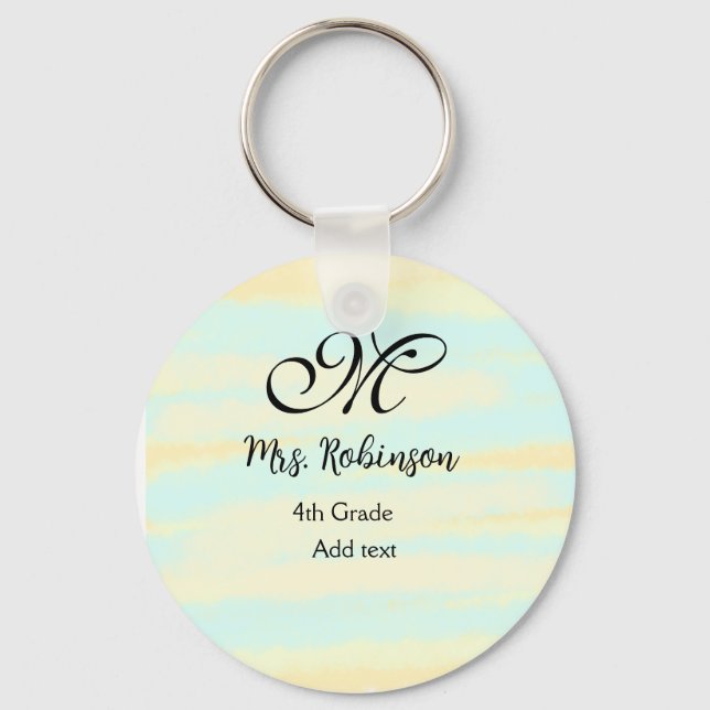 schlicht-gelb-blaue Aquarelllehrer Wertschätzung Schlüsselanhänger (Vorderseite)