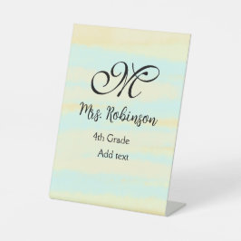 schlicht-gelb-blaue Aquarelllehrer Wertschätzung Sockelschild