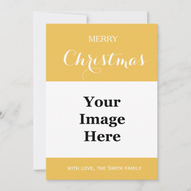 schlicht gelbes Foto froh Weihnachten (Vorderseite)