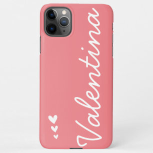 Schlicht Girly Pink Hearts Individuelle Name Stilv iPhone 11Pro Max Hülle