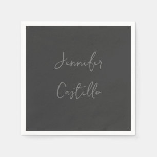 Schlicht Grau Minimalistisch Moderne Kalligraphie Serviette