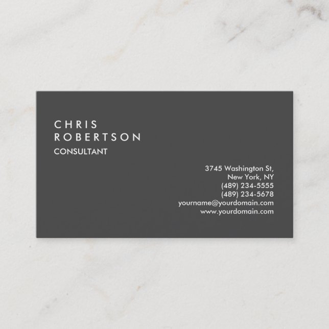 Schlicht Grau Modern Creative Business Card Visitenkarte (Vorderseite)