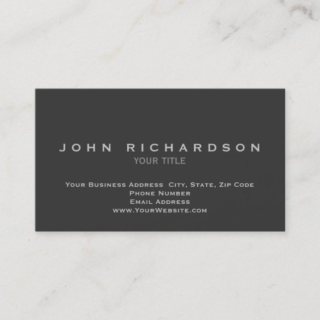 Schlicht Gray Beruflich Elegante Business Card Visitenkarte (Vorderseite)