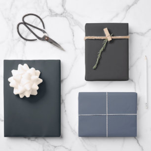 Schlicht Gunmetal Jet Gray Shades 3 Tones Geschenkpapier Set