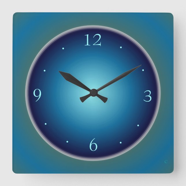Schlicht leuchtend blau/grün>Wall-Uhr Quadratische Wanduhr (Vorderseite)