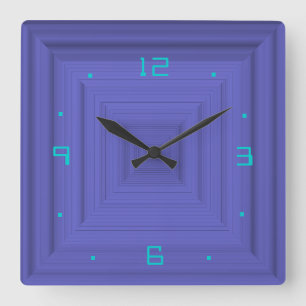 Schlicht Lila mit Aqua>Wall Clock Quadratische Wanduhr