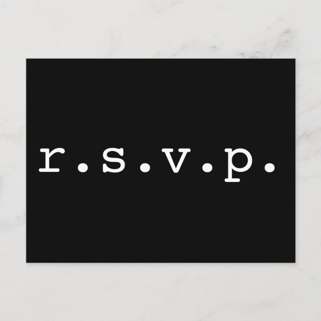 Schlicht, Minimalistisch und grundlegend "r.s.v.p. Postkarte (Vorderseite)