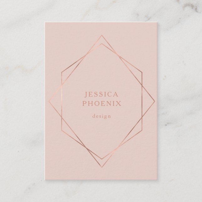 Schlicht, modern, Geometrik Rosegold, Beige Visitenkarte (Vorderseite)
