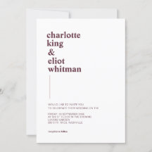 Schlicht modern Weiß, Aubergine einladung