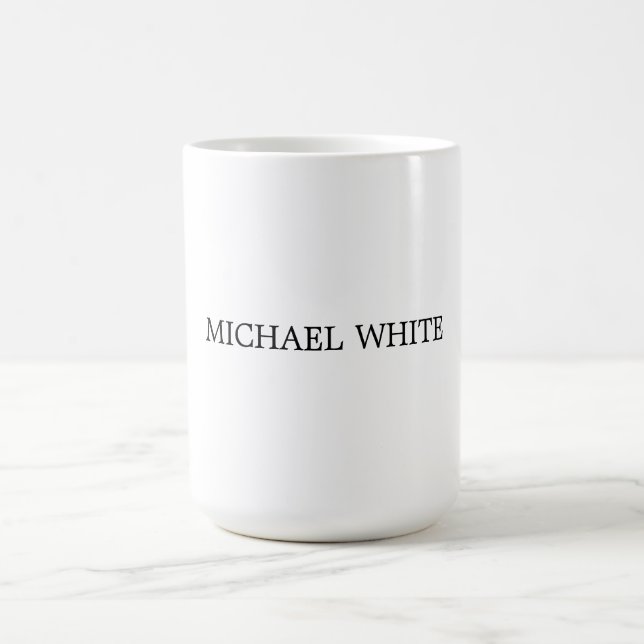 Schlicht Modernes Schwarz/Weiß Minimalistisch Kaffeetasse (Mittel)