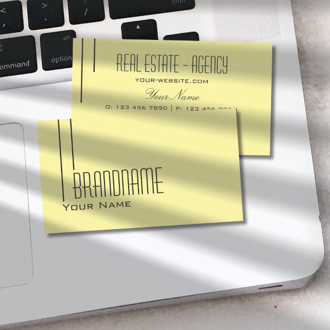 Schlicht Pastelgelb Modernst einfach und Beruflich Visitenkarte (Von Creator hochgeladen)
