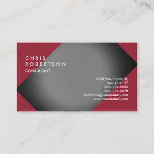 Schlicht Red Gray Modern Creative Business Card Visitenkarte