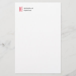 Schlicht Red Monogramm Niedlich Minimalistisch Sch Briefpapier