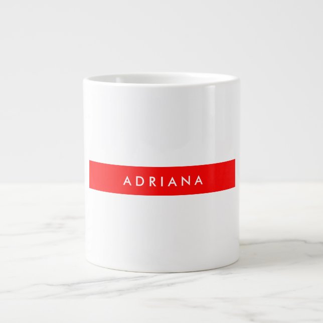 Schlicht Red White Beruflich Minimalistisch Name Jumbo-Tasse (Vorderseite)