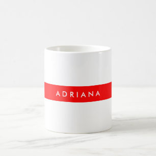 Schlicht Red White Beruflich Minimalistisch Name Kaffeetasse
