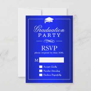 Schlicht Royal Blue Graduation Party RSVP Card