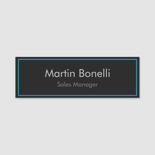 Schlicht Simple Black Blue Gray Modern Pro Namensschild (Vorderseite)