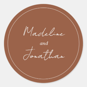Schlicht Terracotta Handgeschriebene SkriptTypogra Runder Aufkleber