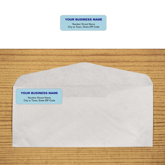 Schlicht Text Light Blue Business-Rücksendeadresse (Plain text light blue business return address label on envelope)