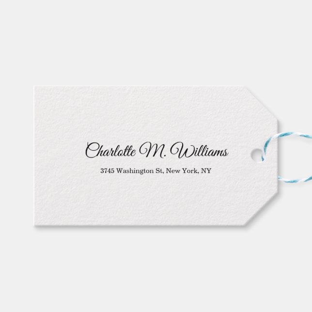 Schlicht-weiß Minimalistisch Beruflich Geschenkanhänger (Vorderseite (Horizontal))