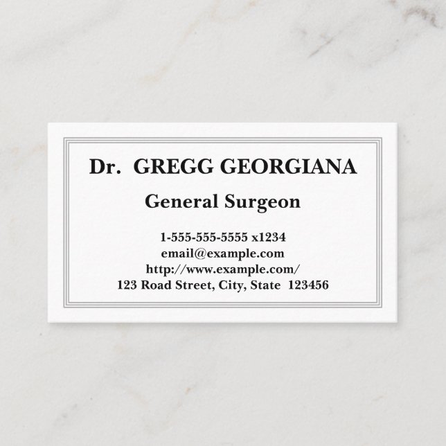 Schlichte Allgemeine Visitenkarte für Chirurgen (Vorderseite)