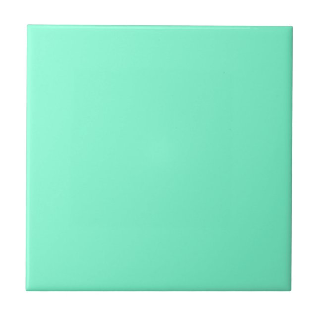 Schlichte Aqua Blue Solid Color Tile Fliese (Vorderseite)