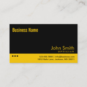 Schlichte Black & Yellow Optician Business Card Visitenkarte