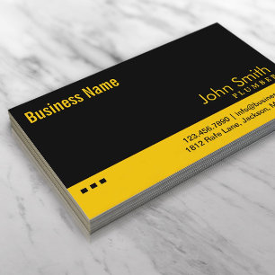 Schlichte Black & Yellow Plumber Business Card Visitenkarte